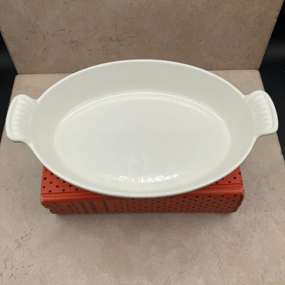Vintage 1960's Le Creuset #24 Cream Cast Iron Au Gratin Casserole Dish France - Picture 4 of 9